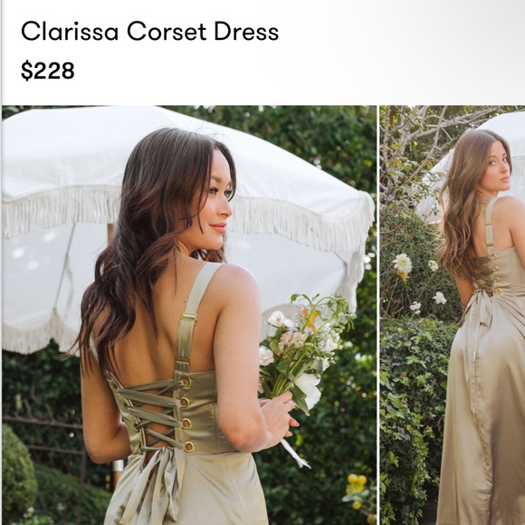 SHOW ME YOUR MUMU Clarissa Corset olive sage green dress maxi gown bridesmaid M - Picture 3 of 11